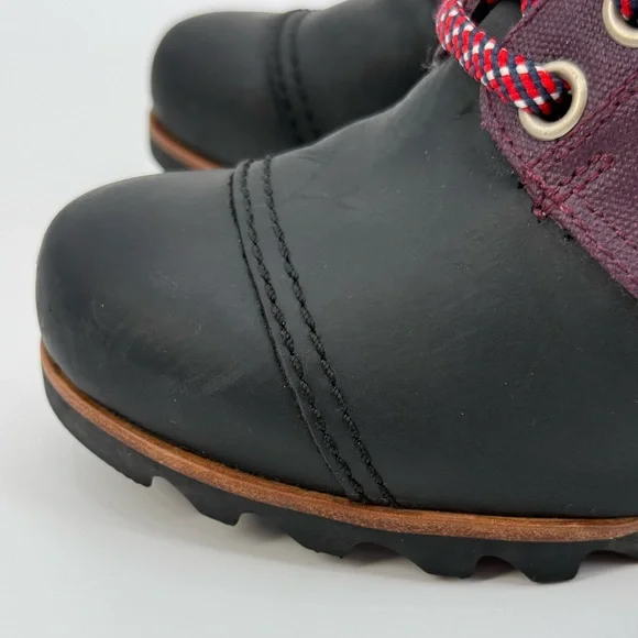SOREL Lexie Waterproof Leather Wedge Burgundy & Black Wedge Ankle Boots SZ 8.5 - Picture 12 of 16